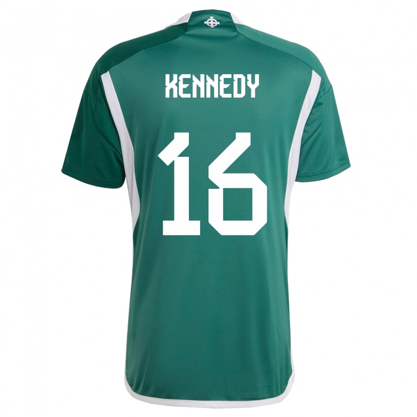 Uomo Maglia Irlanda Del Nord Matty Kennedy #16 Verde Kit Gara Home 24-26 Maglietta