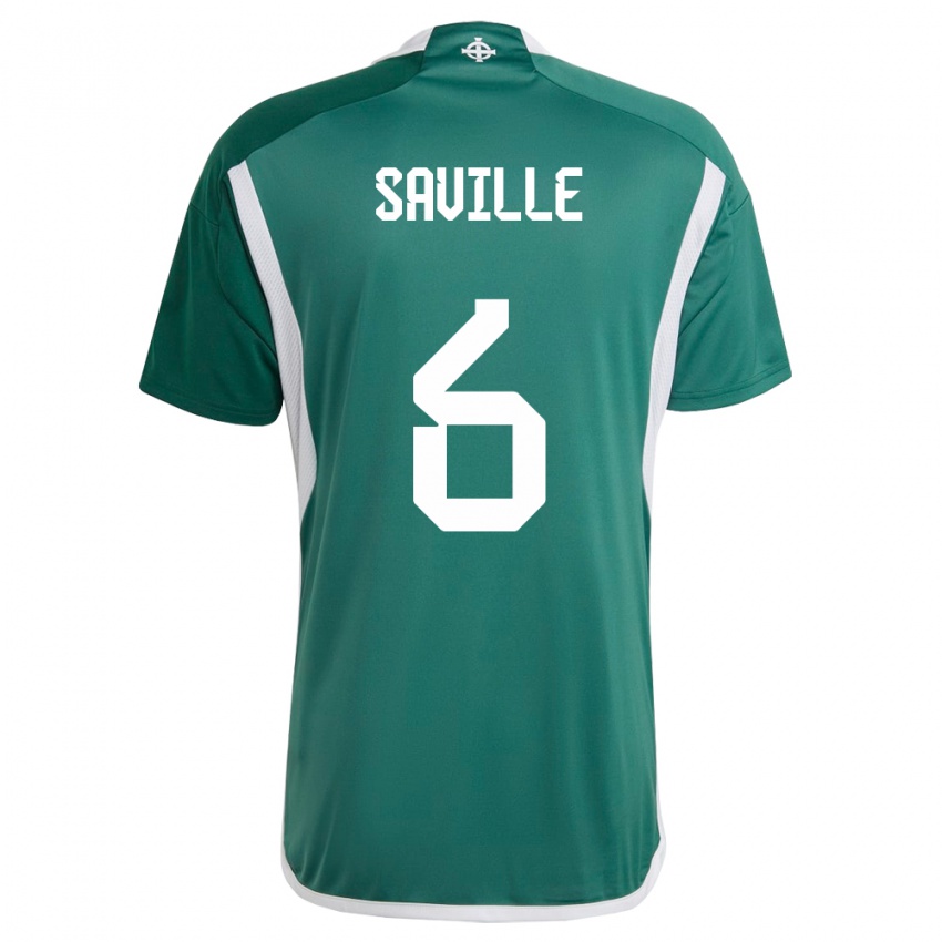 Uomo Maglia Irlanda Del Nord George Saville #6 Verde Kit Gara Home 24-26 Maglietta