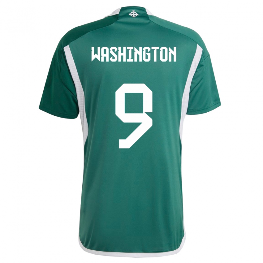 Uomo Maglia Irlanda Del Nord Conor Washington #9 Verde Kit Gara Home 24-26 Maglietta