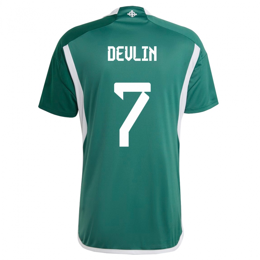 Uomo Maglia Irlanda Del Nord Terry Devlin #7 Verde Kit Gara Home 24-26 Maglietta