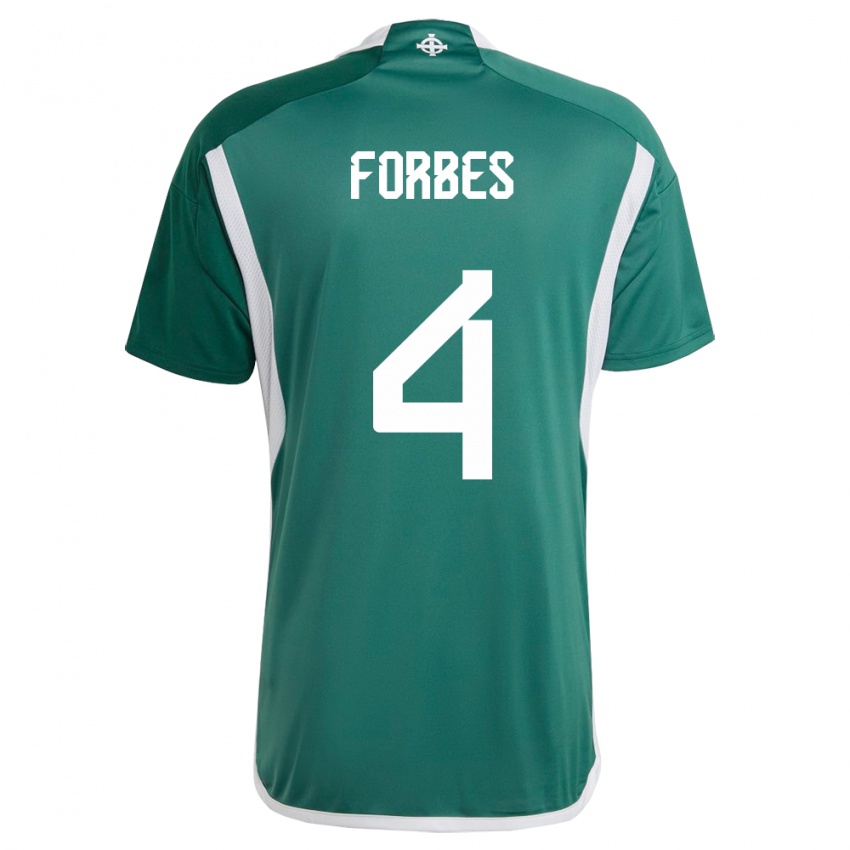 Uomo Maglia Irlanda Del Nord Michael Forbes #4 Verde Kit Gara Home 24-26 Maglietta