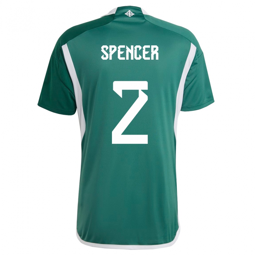 Uomo Maglia Irlanda Del Nord Brodie Spencer #2 Verde Kit Gara Home 24-26 Maglietta