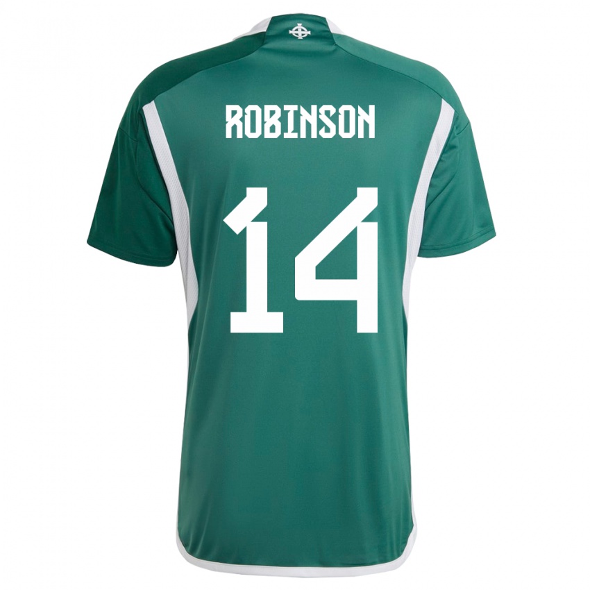 Uomo Maglia Irlanda Del Nord Darren Robinson #14 Verde Kit Gara Home 24-26 Maglietta