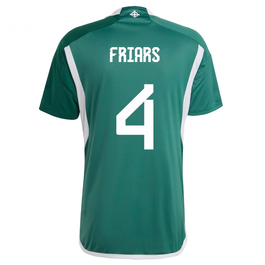 Uomo Maglia Irlanda Del Nord Alfie Friars #4 Verde Kit Gara Home 24-26 Maglietta