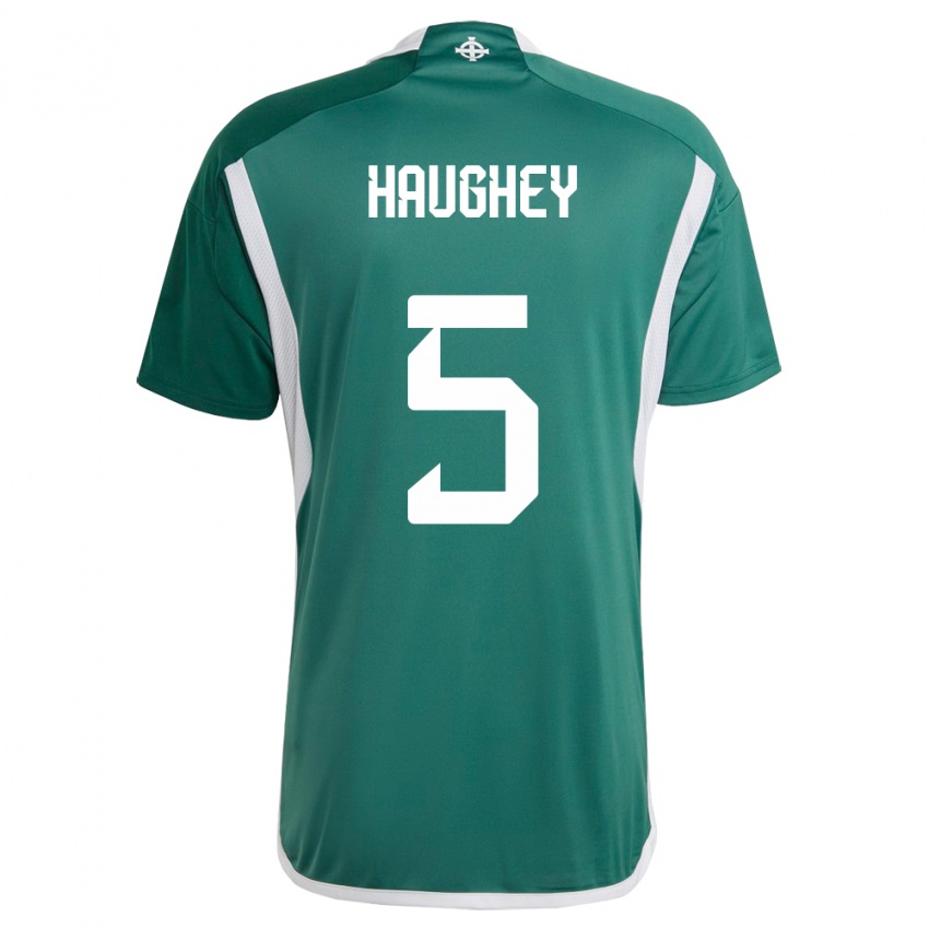 Uomo Maglia Irlanda Del Nord Conor Haughey #5 Verde Kit Gara Home 24-26 Maglietta