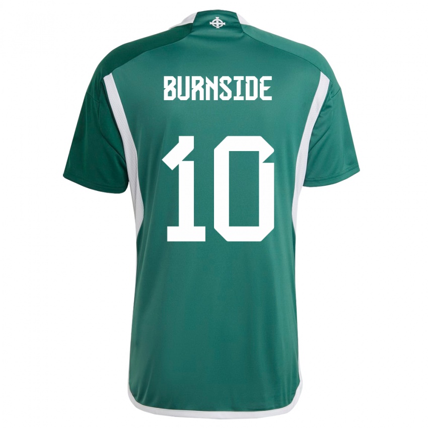 Uomo Maglia Irlanda Del Nord Callum Burnside #10 Verde Kit Gara Home 24-26 Maglietta