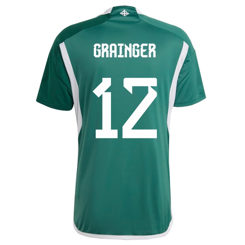 Uomo Maglia Irlanda Del Nord Owen Grainger #12 Verde Kit Gara Home 24-26 Maglietta