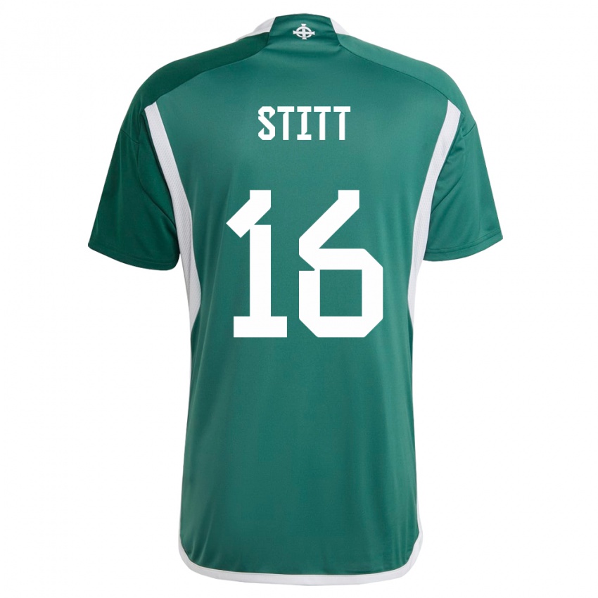 Uomo Maglia Irlanda Del Nord Dylan Stitt #16 Verde Kit Gara Home 24-26 Maglietta