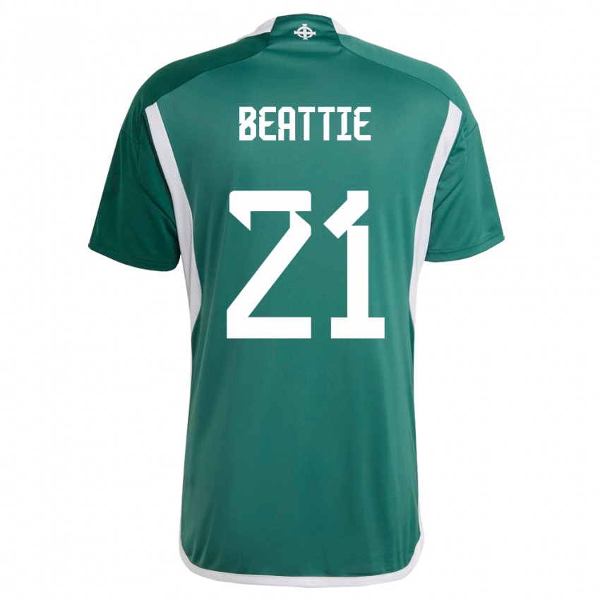 Uomo Maglia Irlanda Del Nord Kerry Beattie #21 Verde Kit Gara Home 24-26 Maglietta