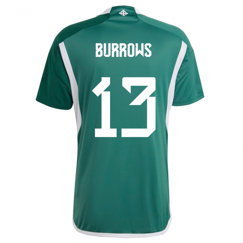 Uomo Maglia Irlanda Del Nord Kelsie Burrows #13 Verde Kit Gara Home 24-26 Maglietta