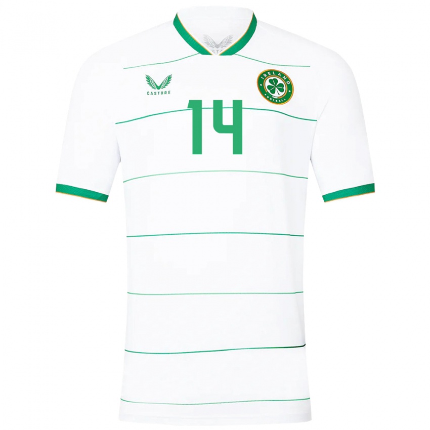 Uomo Maglia Irlanda John Ryan #14 Bianco Kit Gara Away 24-26 Maglietta