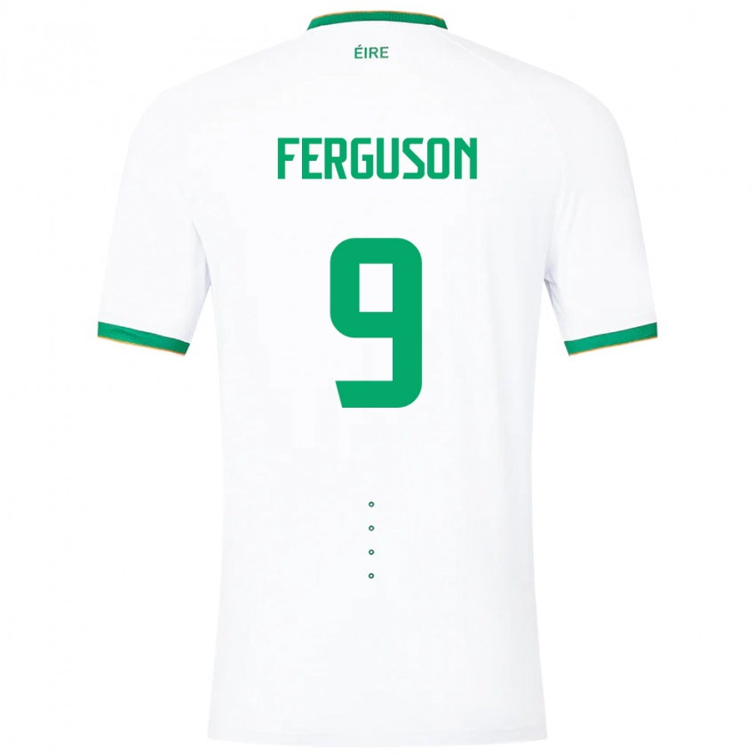 Uomo Maglia Irlanda Evan Ferguson #9 Bianco Kit Gara Away 24-26 Maglietta