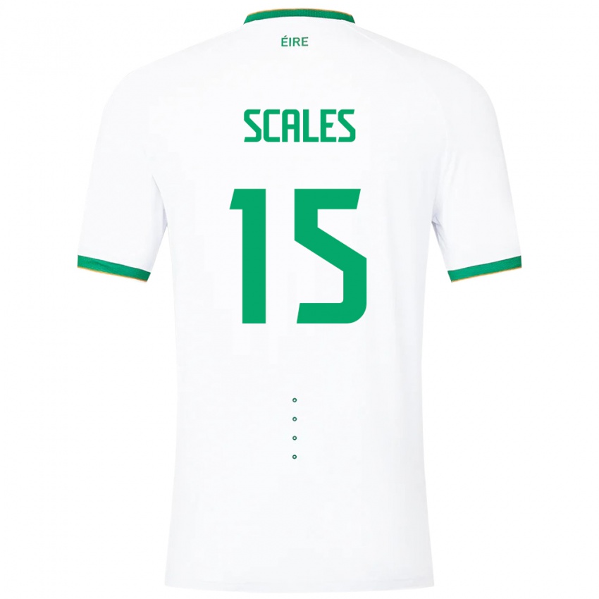 Uomo Maglia Irlanda Liam Scales #15 Bianco Kit Gara Away 24-26 Maglietta