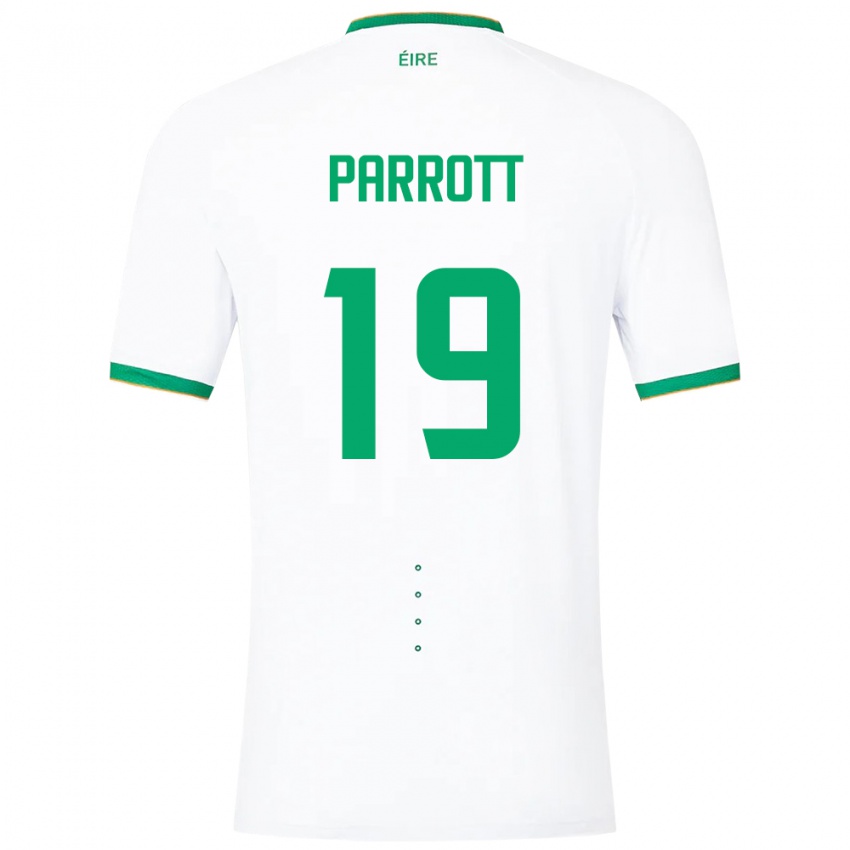 Uomo Maglia Irlanda Troy Parrott #19 Bianco Kit Gara Away 24-26 Maglietta