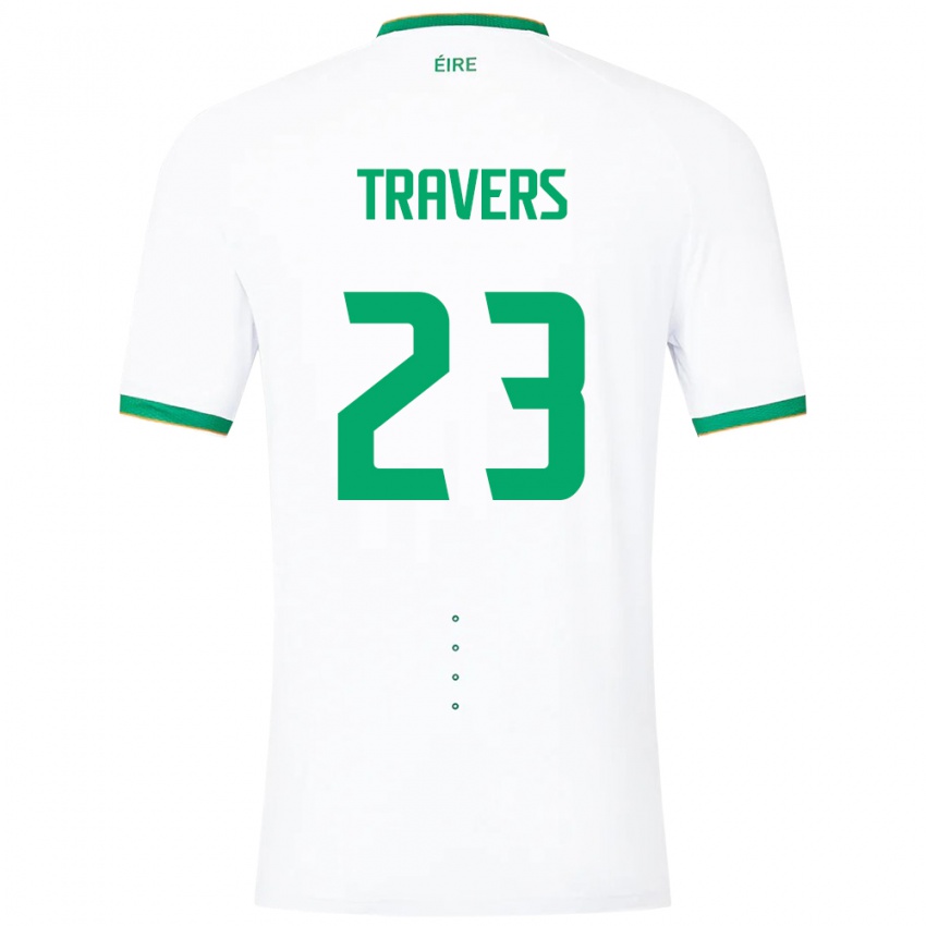 Uomo Maglia Irlanda Mark Travers #23 Bianco Kit Gara Away 24-26 Maglietta