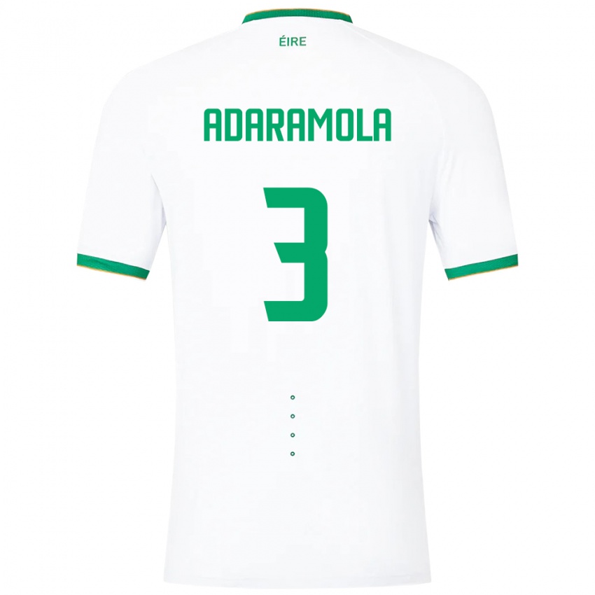 Uomo Maglia Irlanda Tayo Adaramola #3 Bianco Kit Gara Away 24-26 Maglietta