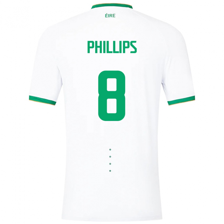 Uomo Maglia Irlanda Killian Phillips #8 Bianco Kit Gara Away 24-26 Maglietta