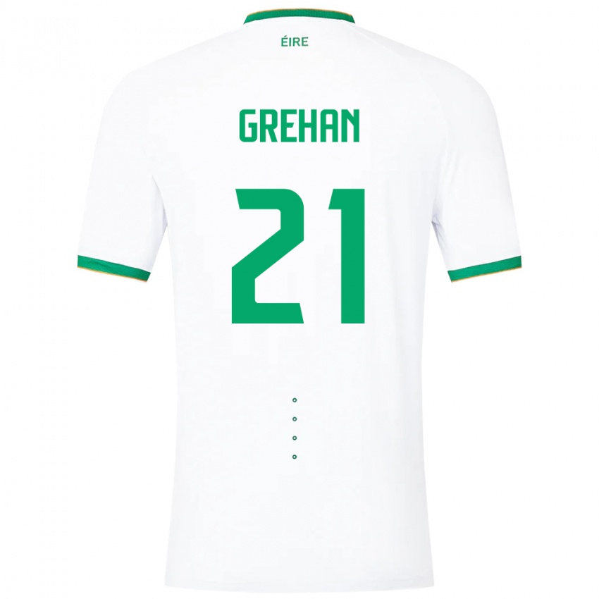 Uomo Maglia Irlanda Sean Grehan #21 Bianco Kit Gara Away 24-26 Maglietta