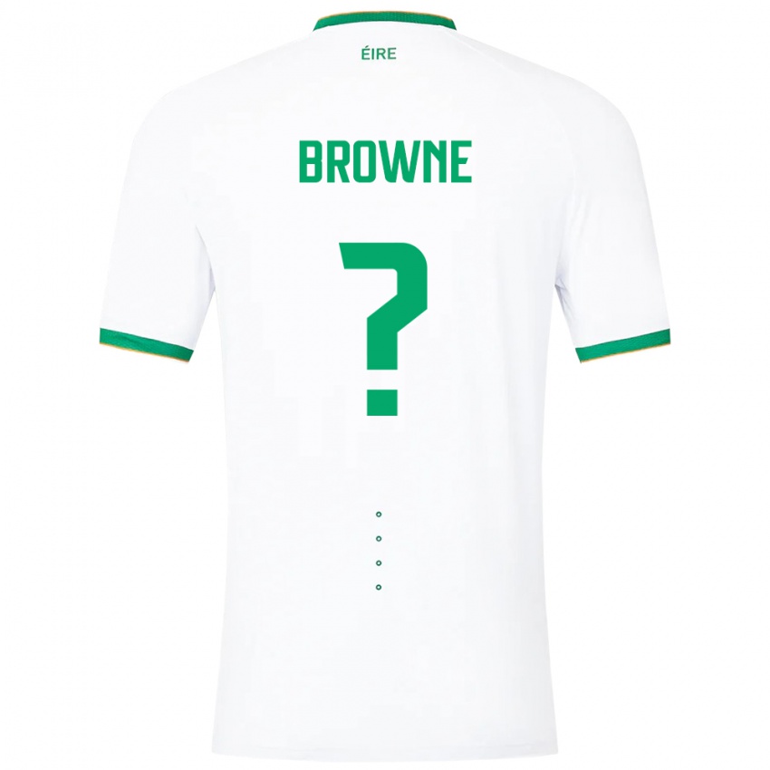 Uomo Maglia Irlanda Luke Browne #0 Bianco Kit Gara Away 24-26 Maglietta