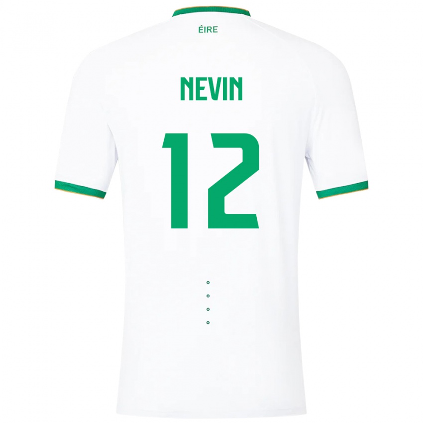 Uomo Maglia Irlanda Harry Nevin #12 Bianco Kit Gara Away 24-26 Maglietta