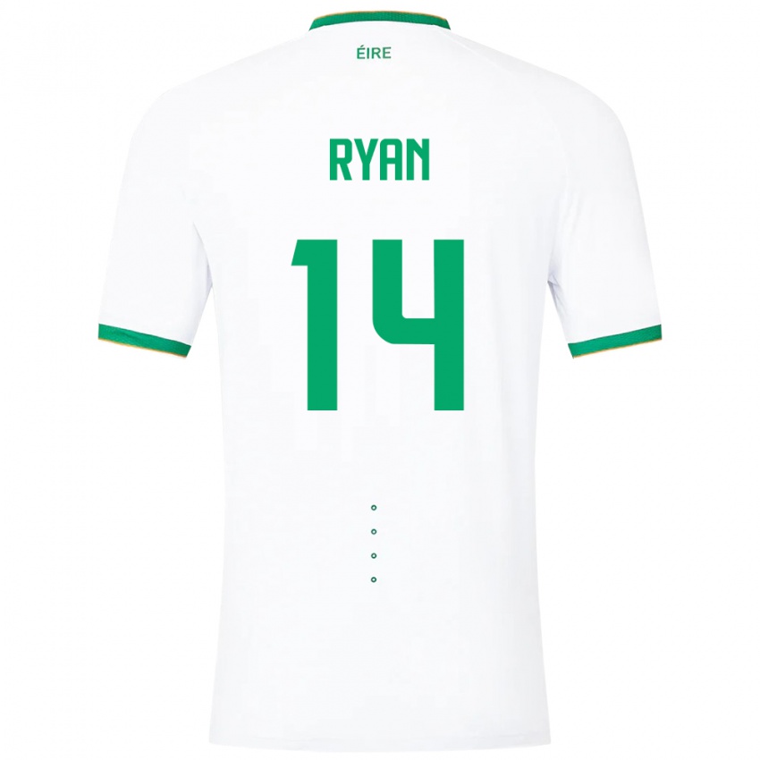 Uomo Maglia Irlanda John Ryan #14 Bianco Kit Gara Away 24-26 Maglietta