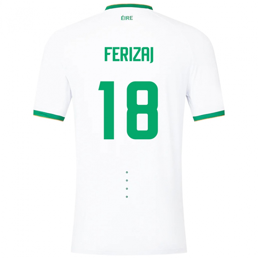 Uomo Maglia Irlanda Justin Ferizaj #18 Bianco Kit Gara Away 24-26 Maglietta