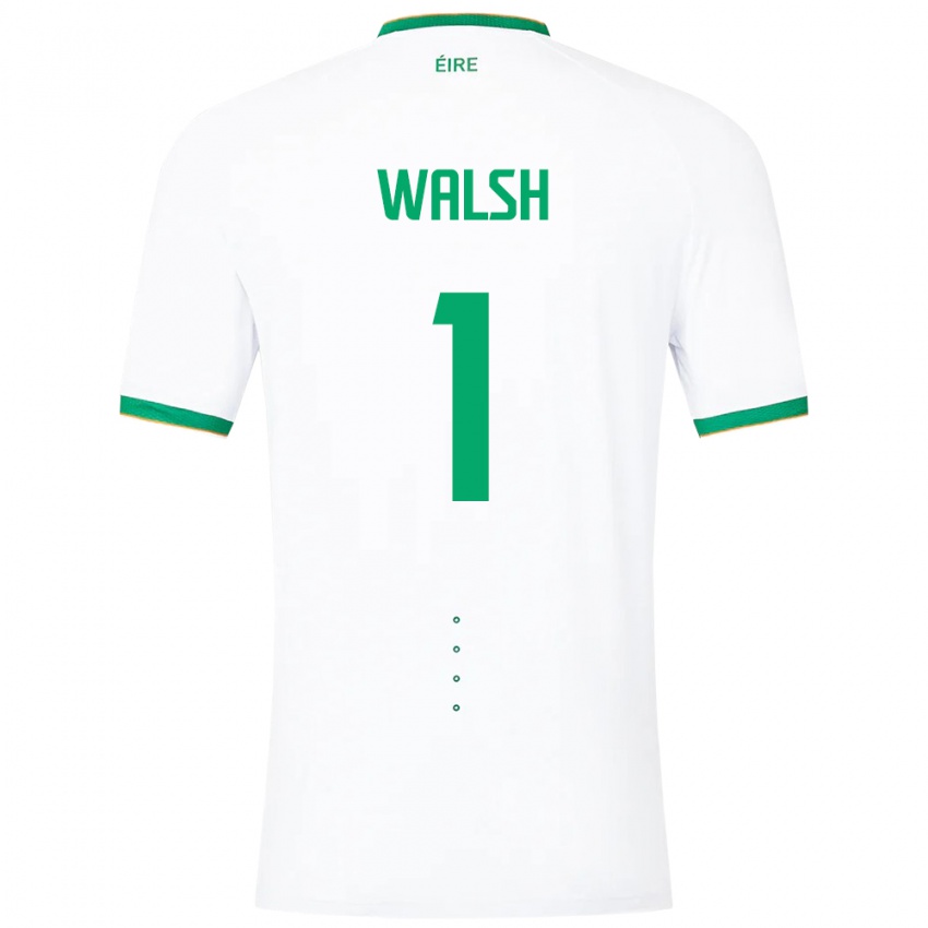 Uomo Maglia Irlanda Conor Walsh #1 Bianco Kit Gara Away 24-26 Maglietta