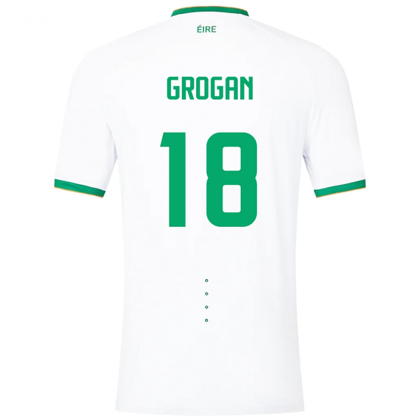 Uomo Maglia Irlanda Christy Grogan #18 Bianco Kit Gara Away 24-26 Maglietta