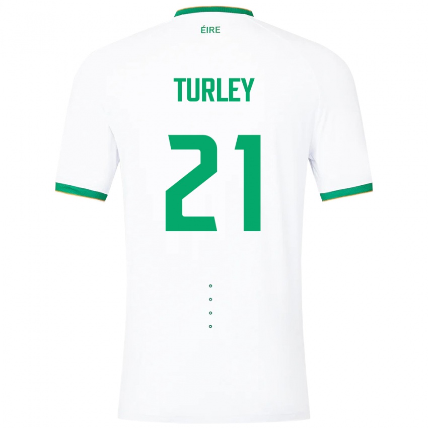 Uomo Maglia Irlanda Freddie Turley #21 Bianco Kit Gara Away 24-26 Maglietta