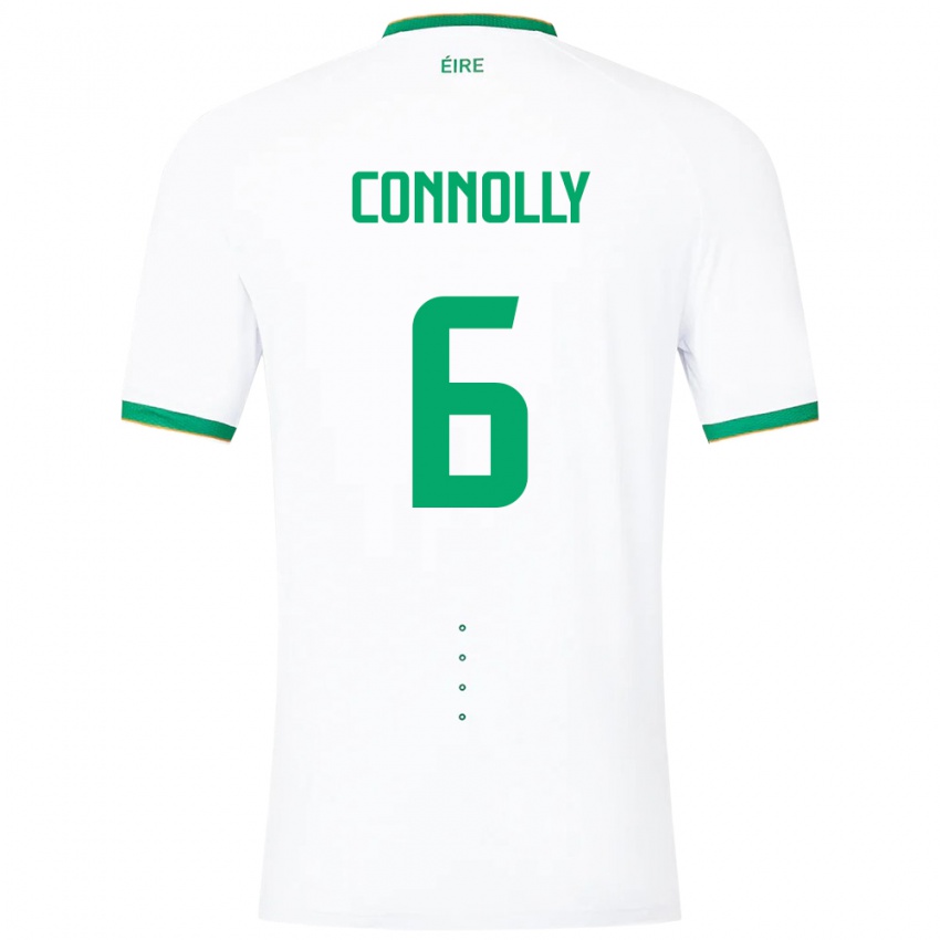 Uomo Maglia Irlanda Megan Connolly #6 Bianco Kit Gara Away 24-26 Maglietta