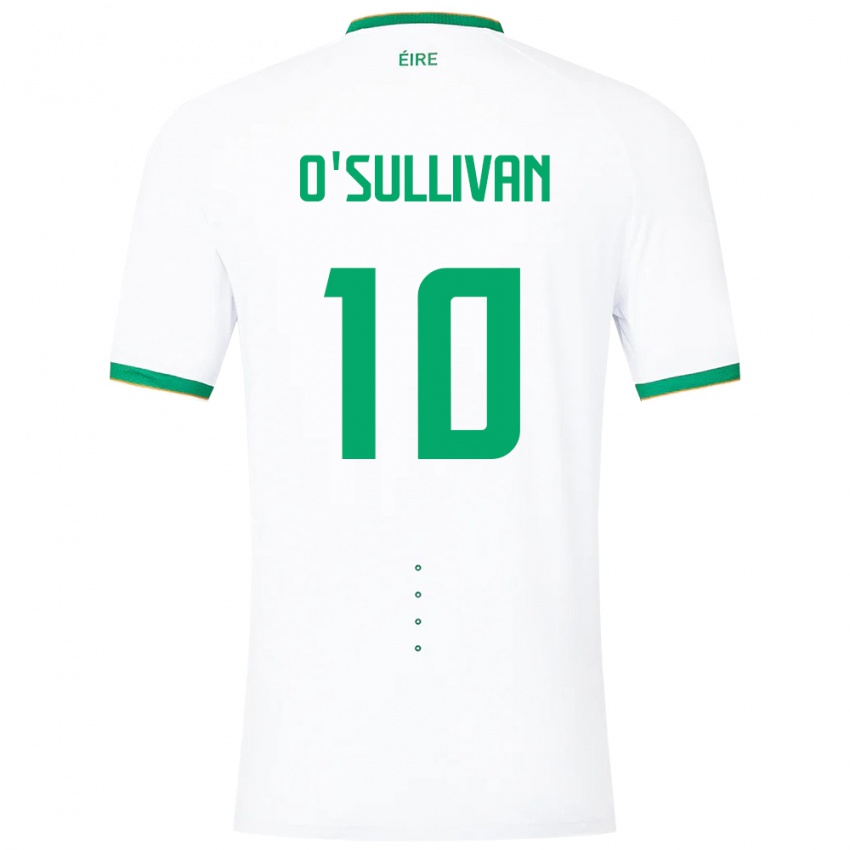 Uomo Maglia Irlanda Denise O'sullivan #10 Bianco Kit Gara Away 24-26 Maglietta