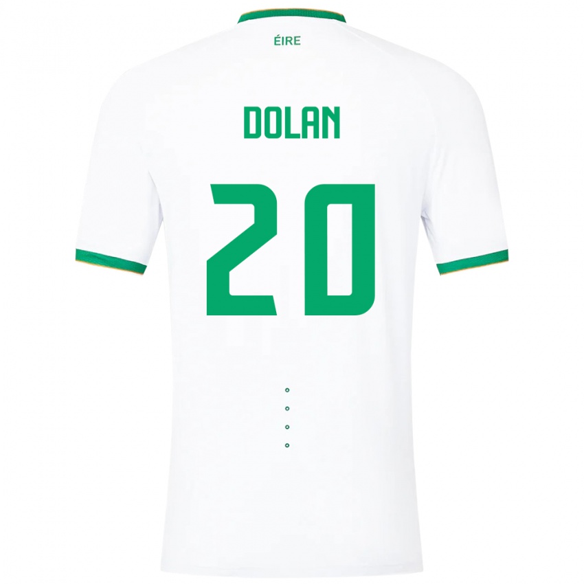 Uomo Maglia Irlanda Ellen Dolan #20 Bianco Kit Gara Away 24-26 Maglietta