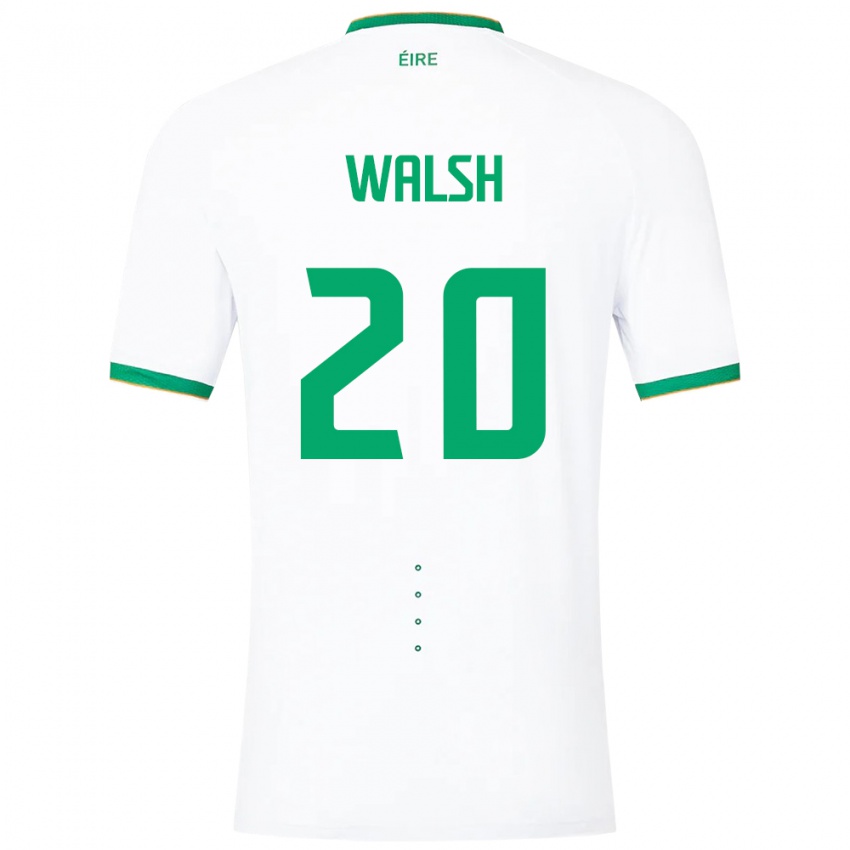 Uomo Maglia Irlanda Claire Walsh #20 Bianco Kit Gara Away 24-26 Maglietta