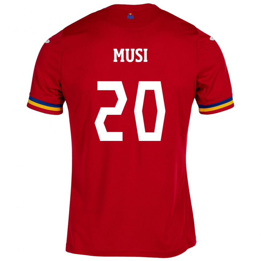 Uomo Maglia Romania Alexandru Musi #20 Rosso Kit Gara Away 24-26 Maglietta