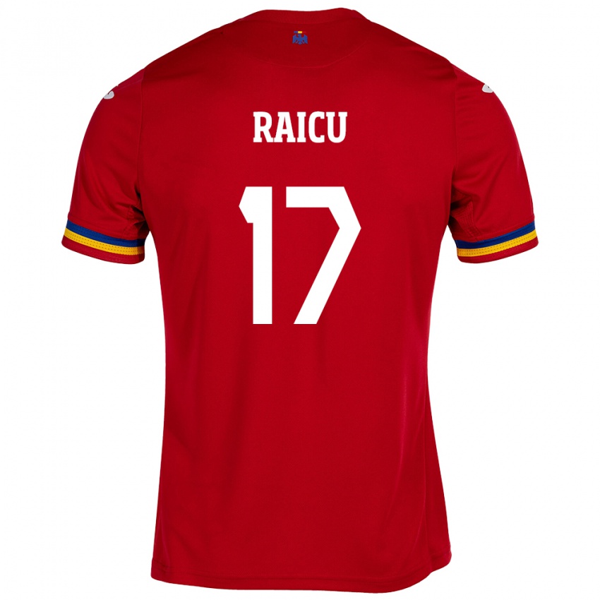 Uomo Maglia Romania Alin Raicu #17 Rosso Kit Gara Away 24-26 Maglietta