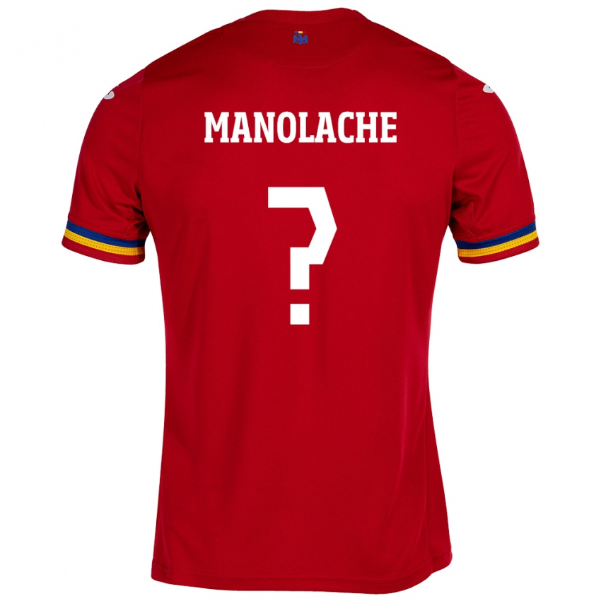 Uomo Maglia Romania Luca Manolache #0 Rosso Kit Gara Away 24-26 Maglietta