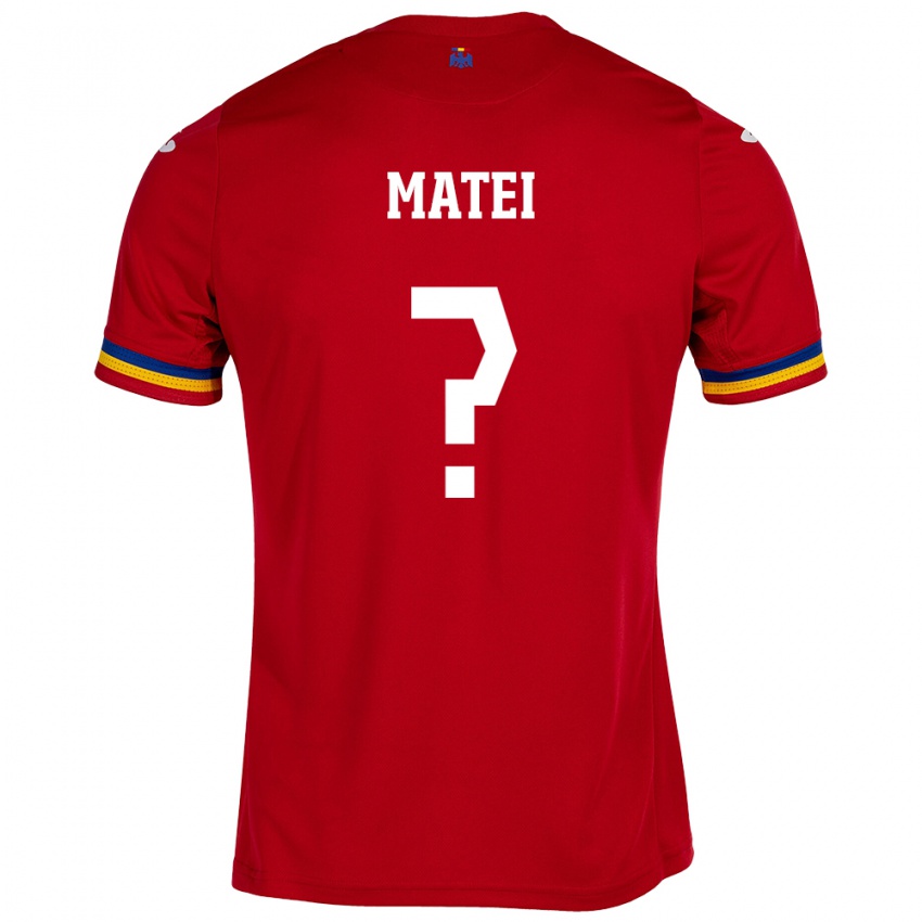 Uomo Maglia Romania David Matei #0 Rosso Kit Gara Away 24-26 Maglietta