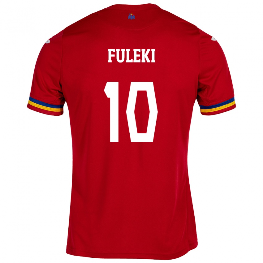 Uomo Maglia Romania Samuel Fuleki #10 Rosso Kit Gara Away 24-26 Maglietta