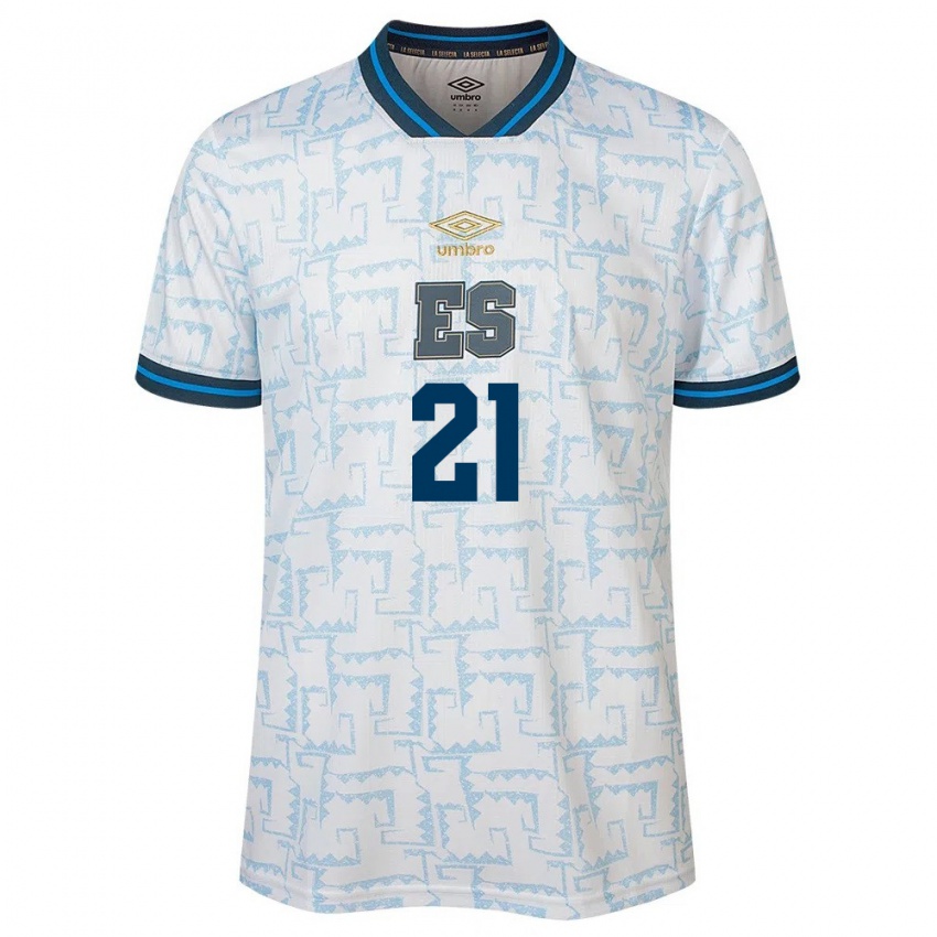 Uomo Maglia El Salvador Bryan Tamacas #21 Bianco Kit Gara Away 24-26 Maglietta