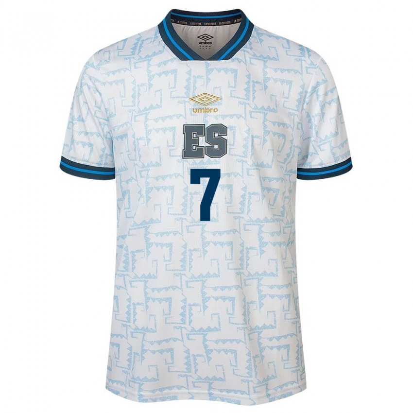 Uomo Maglia El Salvador Nelson Díaz #7 Bianco Kit Gara Away 24-26 Maglietta