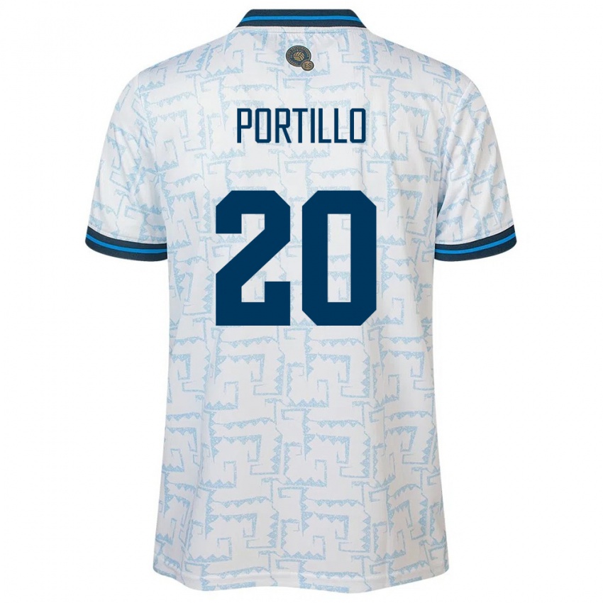 Uomo Maglia El Salvador Isaac Portillo #20 Bianco Kit Gara Away 24-26 Maglietta