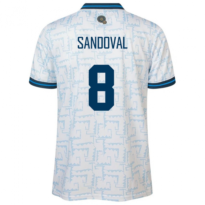 Uomo Maglia El Salvador Emerson Sandoval #8 Bianco Kit Gara Away 24-26 Maglietta