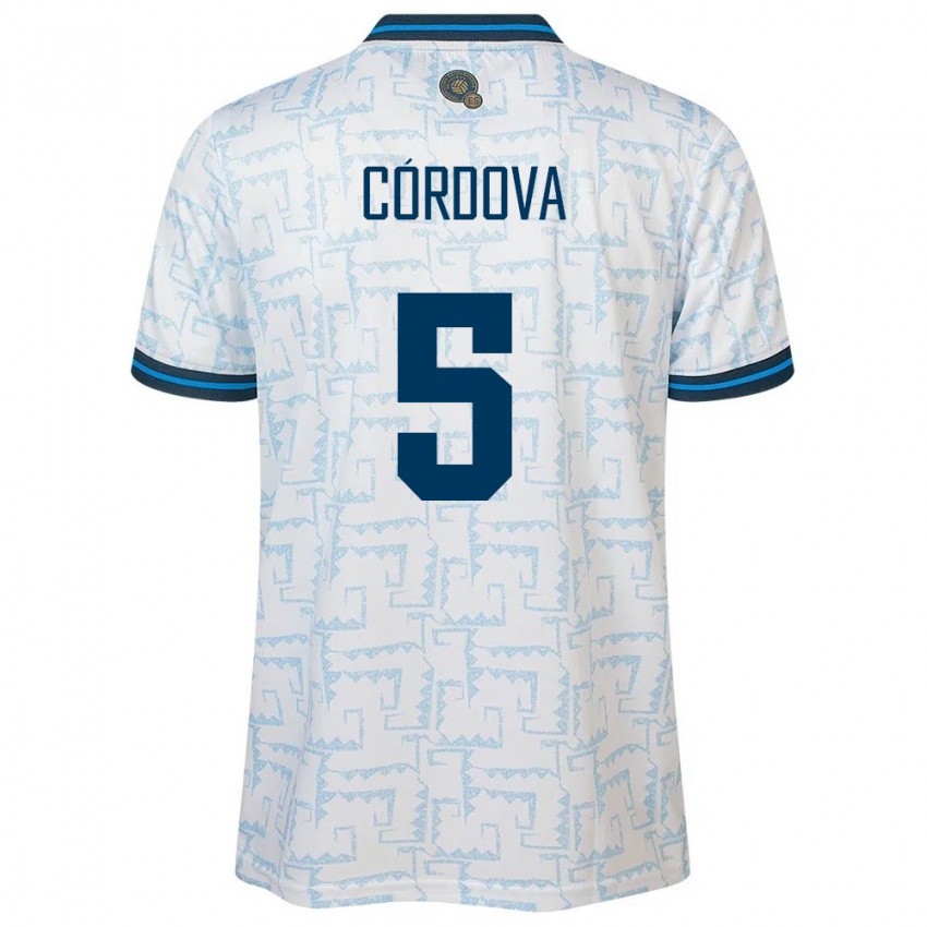 Uomo Maglia El Salvador Edwin Córdova #5 Bianco Kit Gara Away 24-26 Maglietta