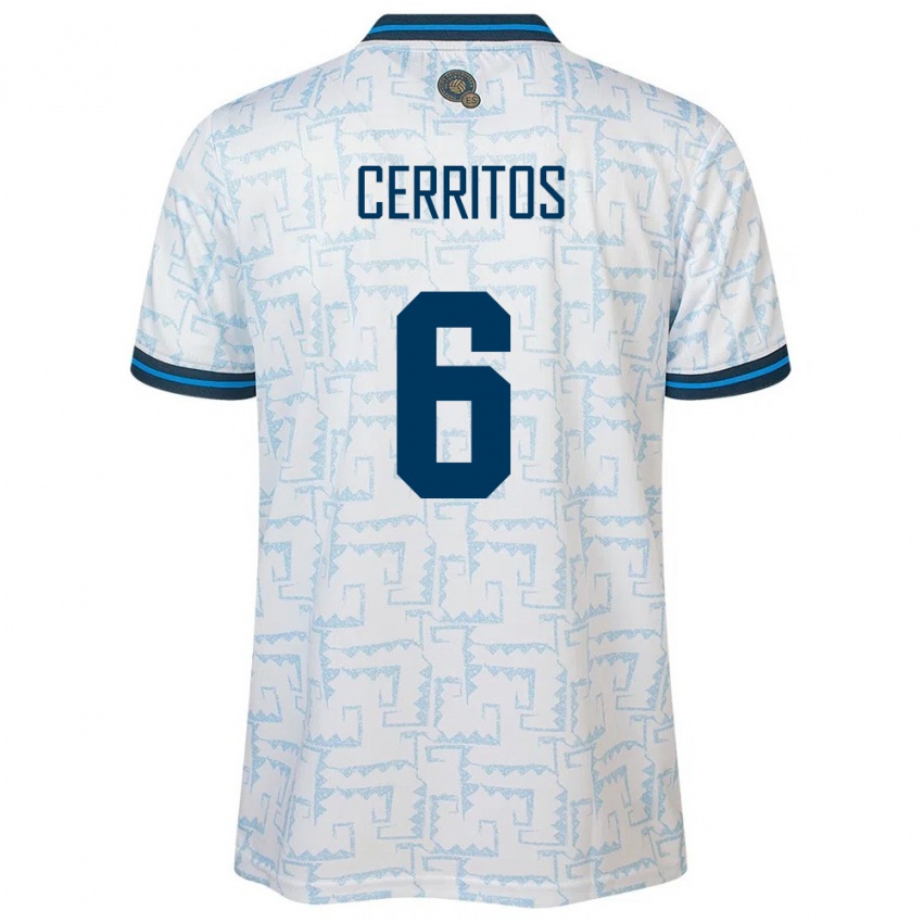 Uomo Maglia El Salvador Mauricio Cerritos #6 Bianco Kit Gara Away 24-26 Maglietta