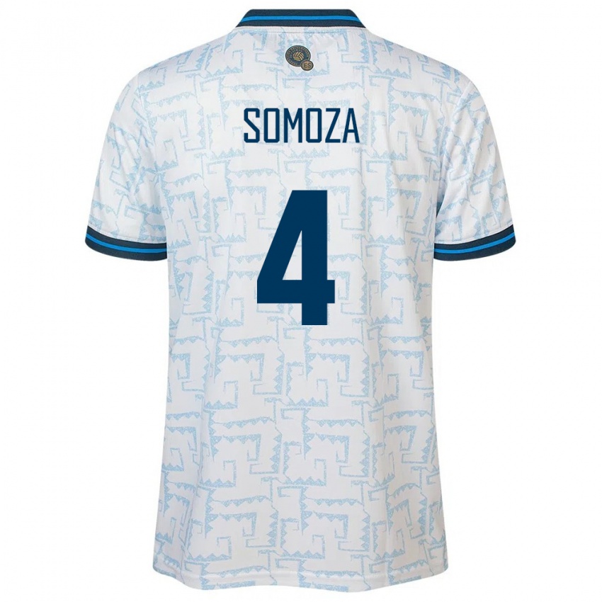 Uomo Maglia El Salvador Néstor Somoza #4 Bianco Kit Gara Away 24-26 Maglietta