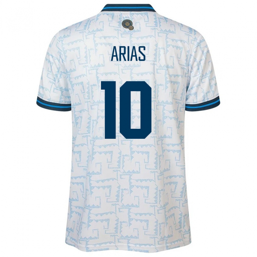 Uomo Maglia El Salvador Cristopher Arias #10 Bianco Kit Gara Away 24-26 Maglietta