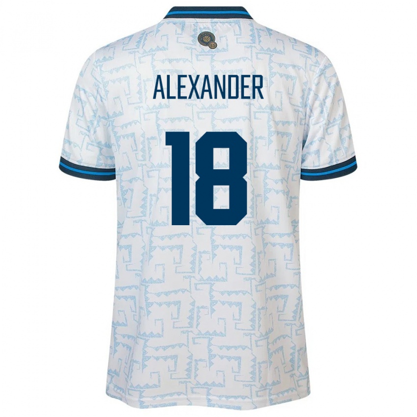 Uomo Maglia El Salvador Alexander Aguilar #18 Bianco Kit Gara Away 24-26 Maglietta