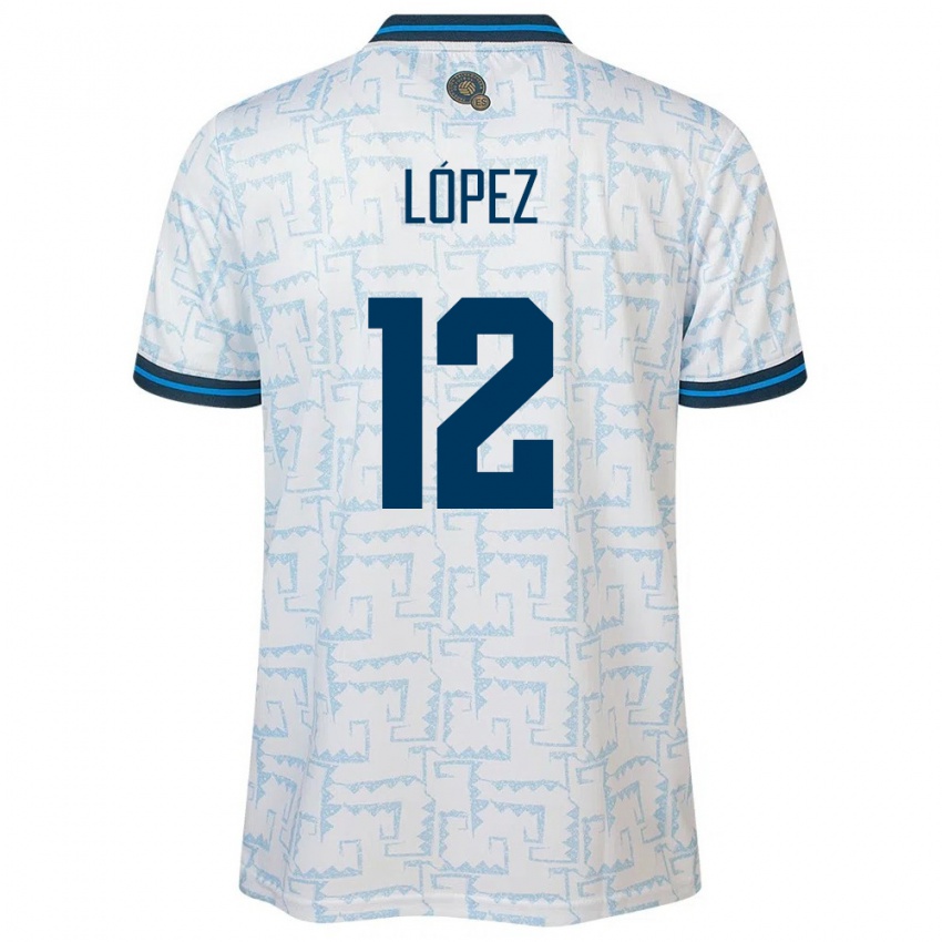 Uomo Maglia El Salvador Abigaíl López #12 Bianco Kit Gara Away 24-26 Maglietta