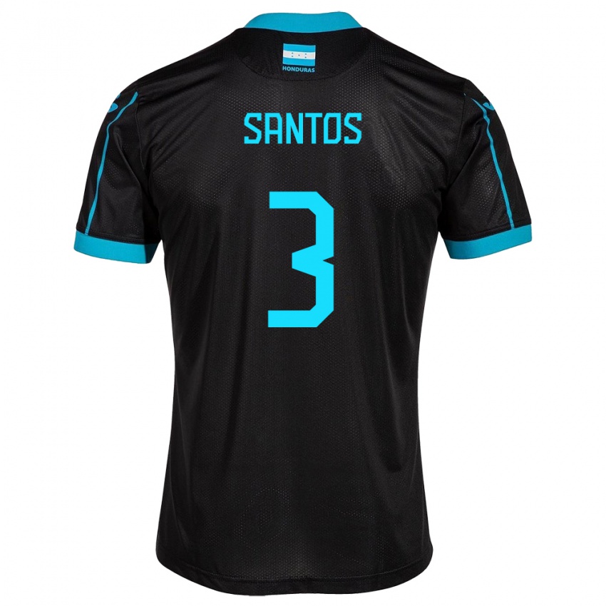 Uomo Maglia Honduras Marcelo Santos #3 Nero Kit Gara Away 24-26 Maglietta