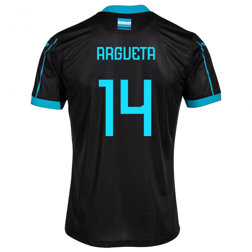 Uomo Maglia Honduras Carlos Argueta #14 Nero Kit Gara Away 24-26 Maglietta